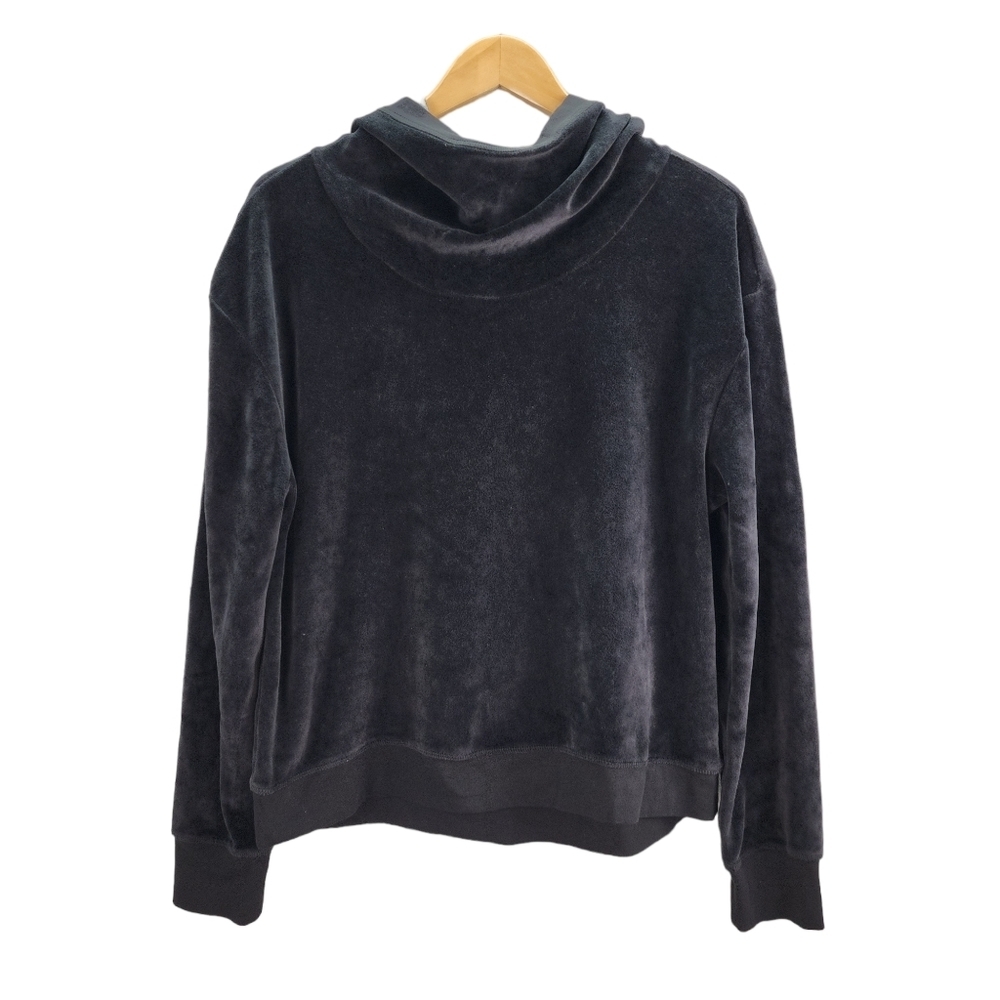 Zella Cowl Neck Hooded Pullover Black Velour XL